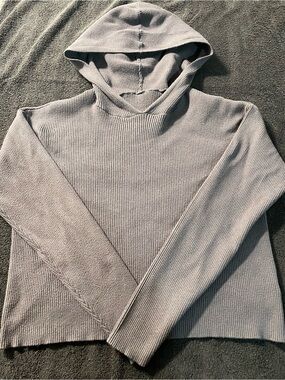 Men's Crewneck Hooded Ribbed Sweater - Light Gray